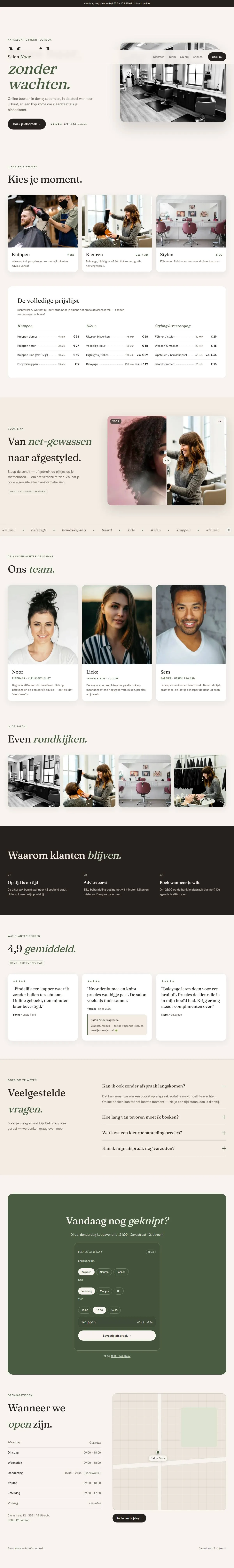 Voorbeeldsite Salon Noor — licht en zacht