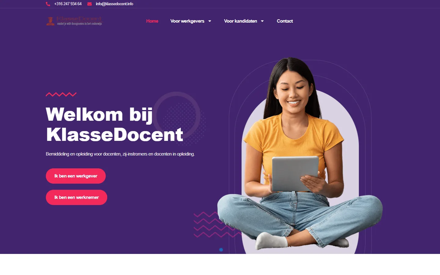 Screenshot van Klassedocent — klassedocent.info